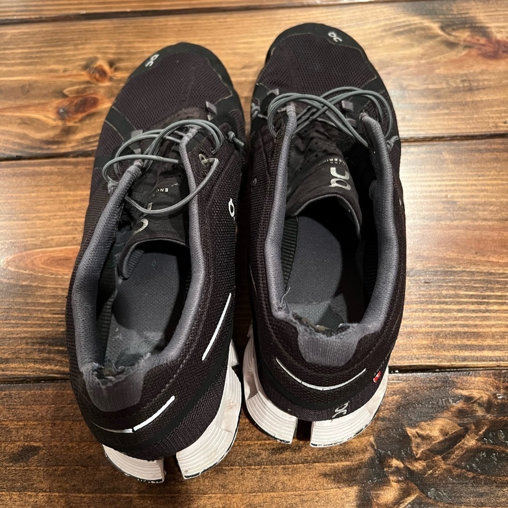 On Running Men's Black Athletic Shoes, size 12, well worn, see pics. - Picture 4 of 9